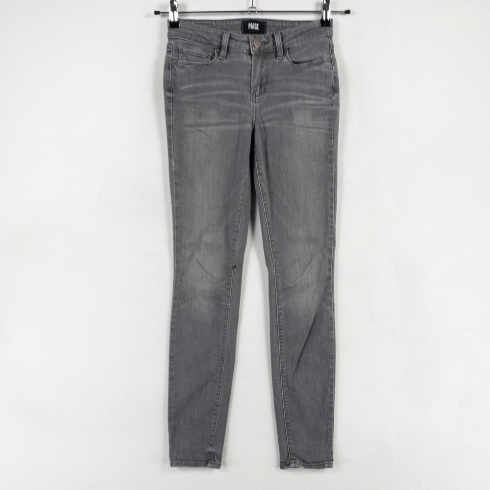 Paige Jeans Womens Sz 27 Gray Skinny Cotton Stretch Low Rise Lightly Distressed